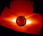 [Composite image of the Sun from SOHO-EIT and the white-light
             corona from Spartan 201-5]